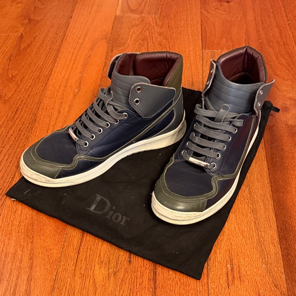 Men's Dior Navy and Gray High-Top Sneakers